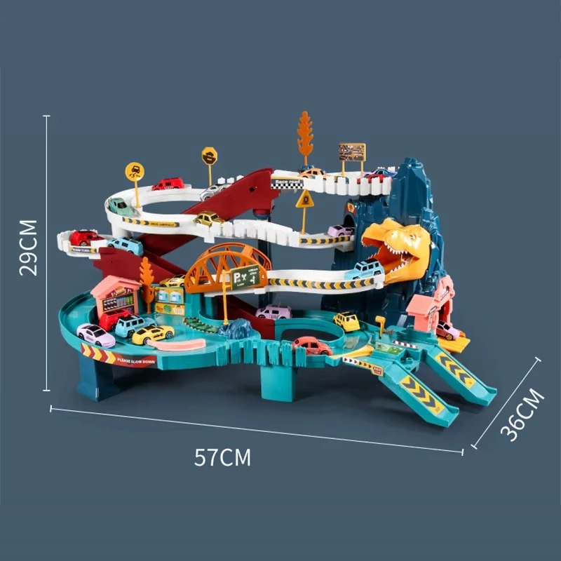 Cận cảnh thang máy tự động trong gói sỉ đồ chơi đường hầm khủng long.
