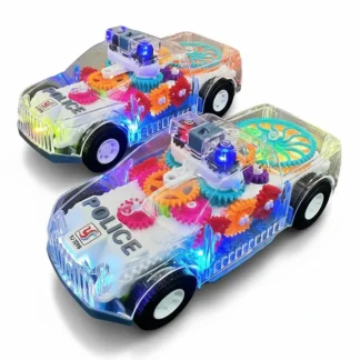 Sỉ Đồ Chơi Xe Cảnh Sát Gear Car Trong Suốt – Chạy Pin, Đèn Nhạc & Cơ Chế Bánh Răng Chuyển Động